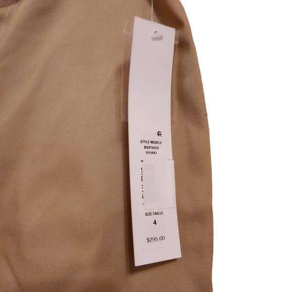 Badgley Mischka Ribbon Waist Ankle Pants Khaki Crop Skinny Work Trouser - Picture 7 of 12